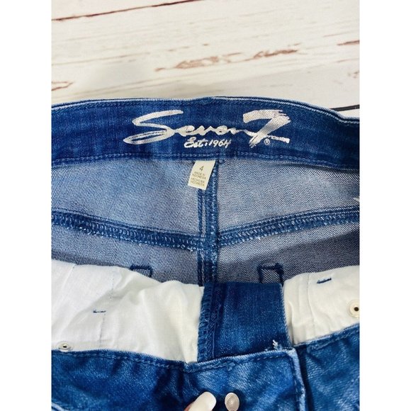 Seven7 Womens Jean Shorts Size 4 Denim Long Ladies Mid Rise Stretch USA Seven 7 - Picture 6 of 8